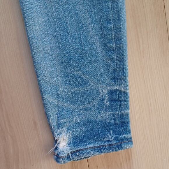 Madewell 9" High-Rise Skinny Jeans Destructed Hem Light Wash Size 25W - Picture 10 of 13
